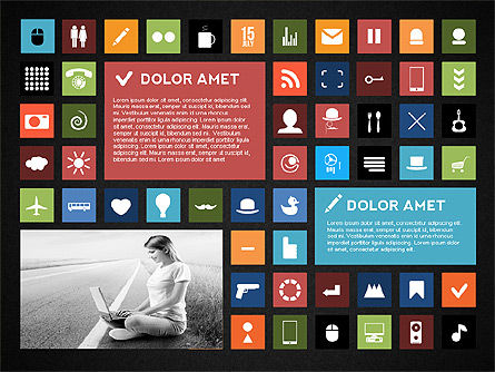 아이콘이있는 다채로운 플랫 스타일 프리젠 테이션, 슬라이드 16, 02635, 아이콘 — PoweredTemplate.com