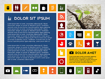 아이콘이있는 다채로운 플랫 스타일 프리젠 테이션, 슬라이드 4, 02635, 아이콘 — PoweredTemplate.com