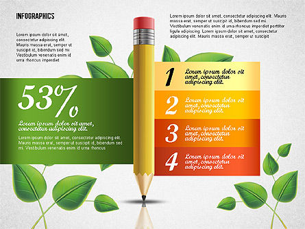 Opzioni con la matita e foglie verdi, Slide 4, 02641, Diagrammi Palco — PoweredTemplate.com