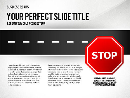 Road Junctions and Signs, PowerPoint Template, 02647, Shapes — PoweredTemplate.com