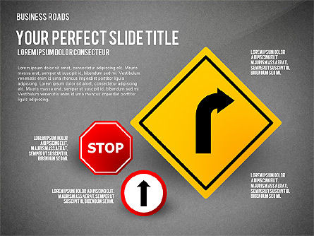道路の分岐点と標識, スライド 15, 02647, 図形 — PoweredTemplate.com