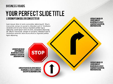 道路の分岐点と標識, スライド 7, 02647, 図形 — PoweredTemplate.com