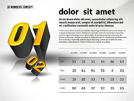 3D 숫자로 프리젠 테이션, 파워 포인트 템플릿, 02659, 단계 도표 — PoweredTemplate.com