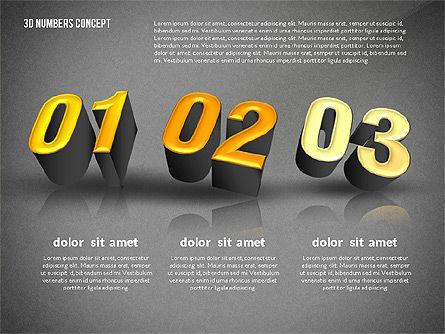 3D 숫자로 프리젠 테이션, 슬라이드 13, 02659, 단계 도표 — PoweredTemplate.com
