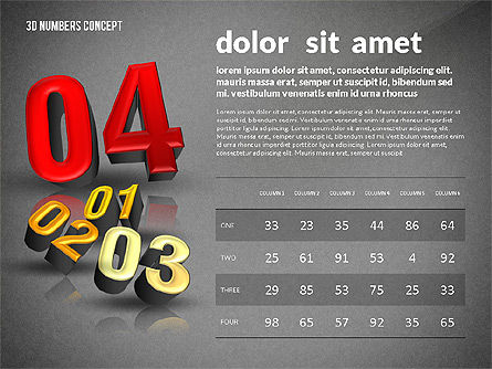 3D 숫자로 프리젠 테이션, 슬라이드 15, 02659, 단계 도표 — PoweredTemplate.com