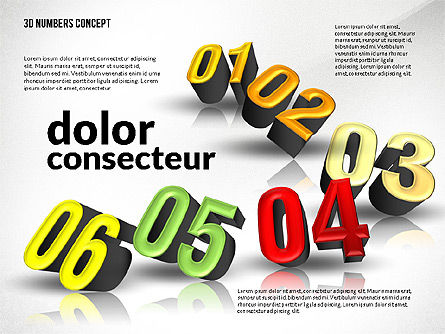 3D 숫자로 프리젠 테이션, 슬라이드 4, 02659, 단계 도표 — PoweredTemplate.com
