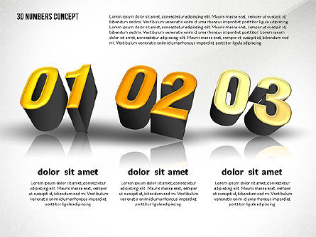 3D 숫자로 프리젠 테이션, 슬라이드 5, 02659, 단계 도표 — PoweredTemplate.com
