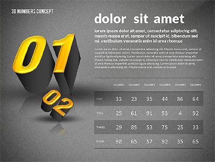 3D 숫자로 프리젠 테이션, 슬라이드 9, 02659, 단계 도표 — PoweredTemplate.com
