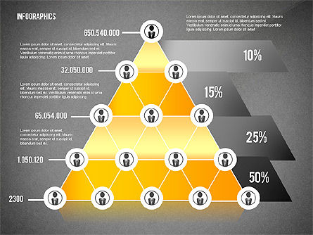 Piramide stijl netwerk infographics, Dia 14, 02660, Infographics — PoweredTemplate.com