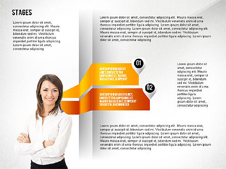 Opciones Banner Stages, Plantilla de PowerPoint, 02663, Diagramas de la etapa — PoweredTemplate.com