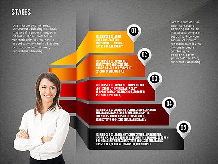 Options des étapes de la bannière, Diapositive 15, 02663, Schémas d'étapes — PoweredTemplate.com