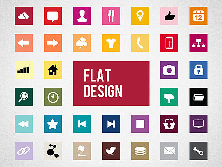 Flat Design Presentation Template with Icons, 02669, Icons — PoweredTemplate.com