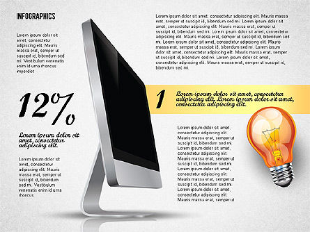 Infografica con monitor, Modello PowerPoint, 02670, Diagrammi Palco — PoweredTemplate.com