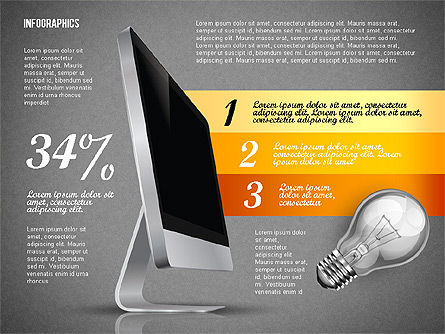 Infografiken mit Monitor, Folie 11, 02670, Ablaufdiagramme — PoweredTemplate.com