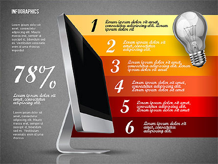 Infografiken mit Monitor, Folie 14, 02670, Ablaufdiagramme — PoweredTemplate.com