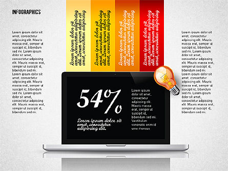 모니터가있는 Infographics, 슬라이드 7, 02670, 단계 도표 — PoweredTemplate.com