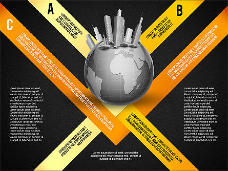 Globe avec centre d'affaires toolbox tool, Diapositive 12, 02675, Schémas d'étapes — PoweredTemplate.com