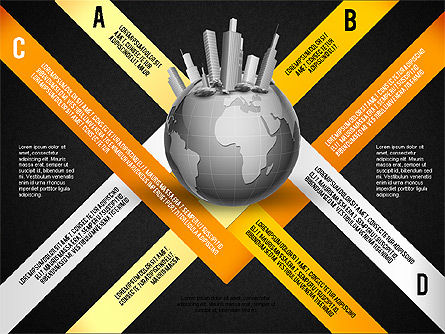 Globe avec centre d'affaires toolbox tool, Diapositive 13, 02675, Schémas d'étapes — PoweredTemplate.com