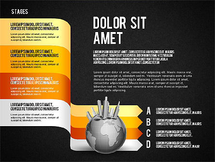 Globe with Business Center Options Toolbox, Slide 15, 02675, Stage Diagrams — PoweredTemplate.com