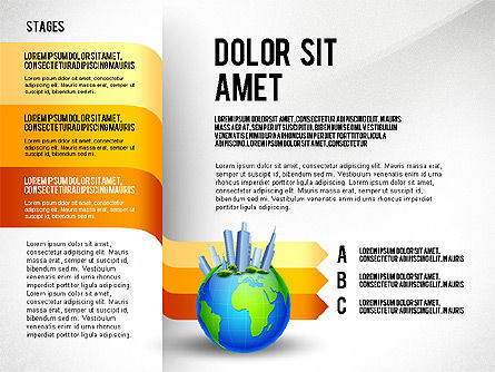 Globe Dengan Toolbox Pilihan Pusat Bisnis, Slide 6, 02675, Diagram Panggung — PoweredTemplate.com