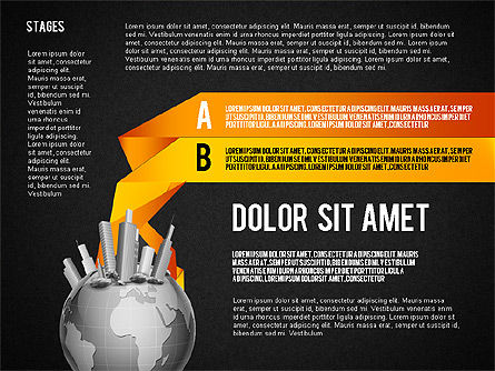 Globo con Business Center Opciones Caja de herramientas, Diapositiva 9, 02675, Diagramas de la etapa — PoweredTemplate.com