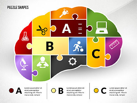 Puzzle Shapes with Icons, 02685, Puzzle Diagrams — PoweredTemplate.com