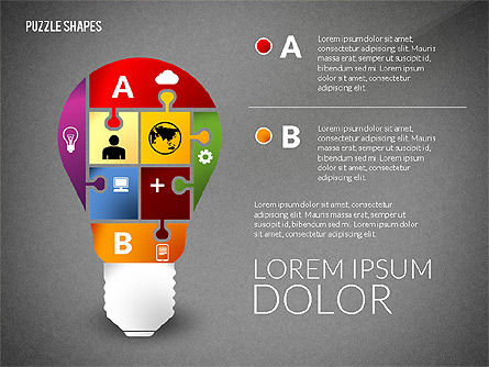 Puzzle Shapes with Icons, Slide 11, 02685, Puzzle Diagrams — PoweredTemplate.com