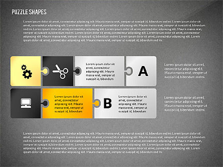 Puzzle Shapes with Icons, Slide 12, 02685, Puzzle Diagrams — PoweredTemplate.com