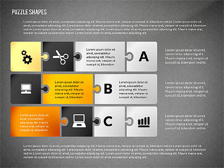 Puzzle Shapes with Icons, Slide 14, 02685, Puzzle Diagrams — PoweredTemplate.com