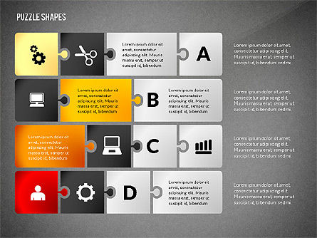 Puzzle Shapes with Icons, Slide 16, 02685, Puzzle Diagrams — PoweredTemplate.com