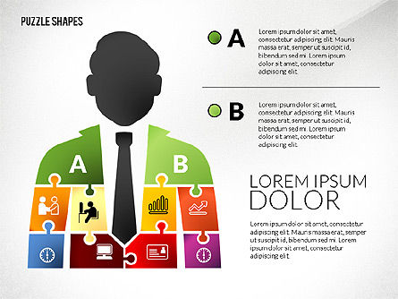 Puzzle Shapes with Icons, Slide 5, 02685, Puzzle Diagrams — PoweredTemplate.com