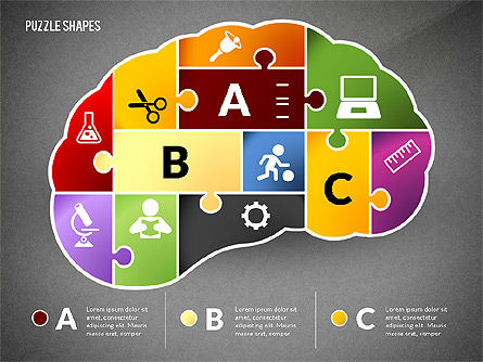 Puzzle Shapes with Icons, Slide 9, 02685, Puzzle Diagrams — PoweredTemplate.com