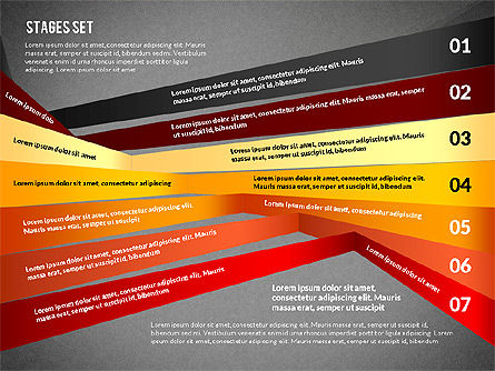 아이콘이있는 단계 세트, 슬라이드 12, 02687, 단계 도표 — PoweredTemplate.com