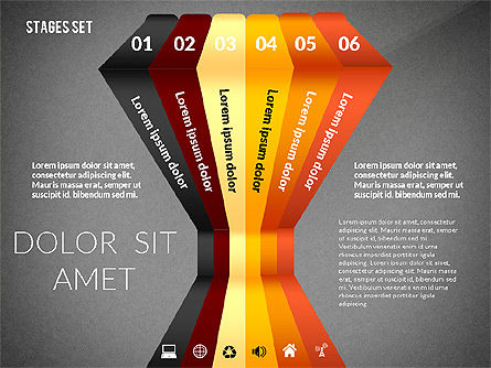 아이콘이있는 단계 세트, 슬라이드 15, 02687, 단계 도표 — PoweredTemplate.com