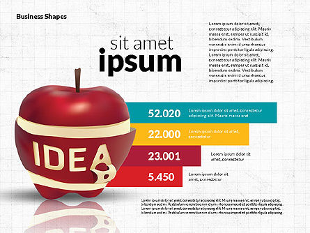 Étapes d'infographie avec la pomme, Modele PowerPoint, 02708, Schémas d'étapes — PoweredTemplate.com