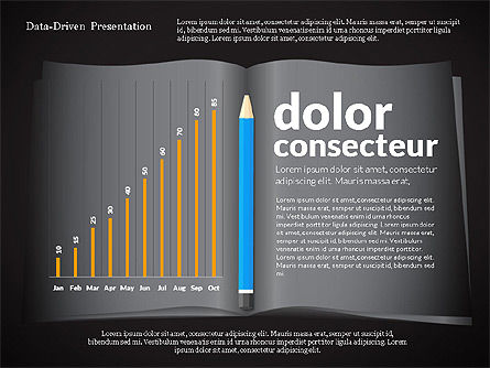 Presentación dirigida por datos con libro y lápiz, Diapositiva 10, 02711, Diagramas basados en datos — PoweredTemplate.com