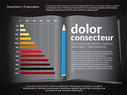 Dati presentazione guidato con il libro e la matita, Slide 11, 02711, Diagrammi e Grafici con Dati — PoweredTemplate.com