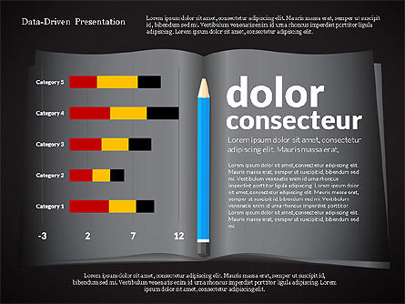 Dati presentazione guidato con il libro e la matita, Slide 13, 02711, Diagrammi e Grafici con Dati — PoweredTemplate.com