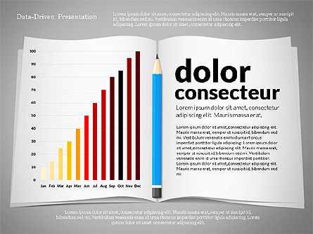 Datengesteuerte Präsentation mit Buch und Bleistift, Folie 4, 02711, Datengetriebene Diagramme und Charts — PoweredTemplate.com