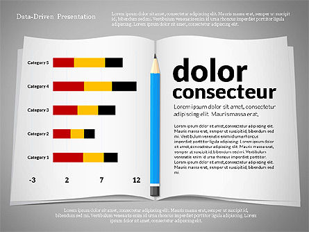 Presentación dirigida por datos con libro y lápiz, Diapositiva 5, 02711, Diagramas basados en datos — PoweredTemplate.com