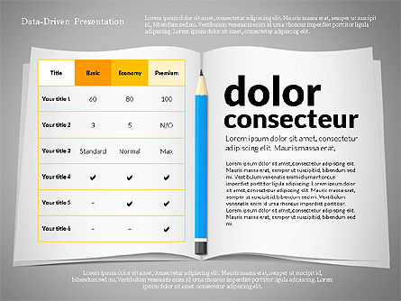Presentación dirigida por datos con libro y lápiz, Diapositiva 6, 02711, Diagramas basados en datos — PoweredTemplate.com