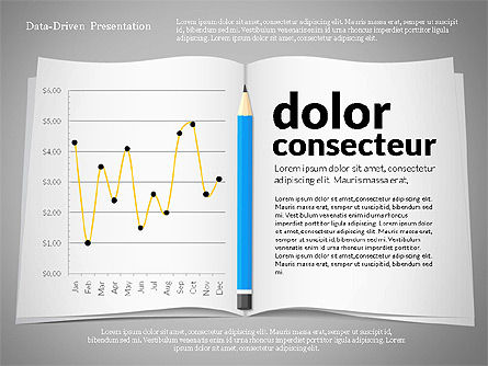 Presentación dirigida por datos con libro y lápiz, Diapositiva 7, 02711, Diagramas basados en datos — PoweredTemplate.com