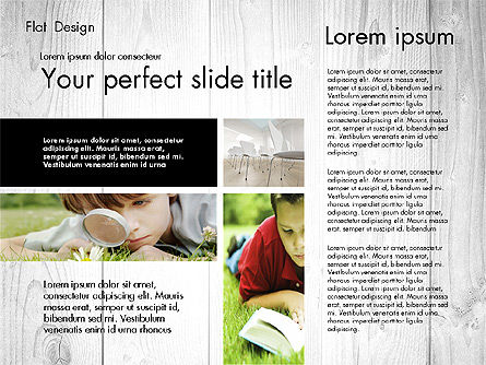 Flache Designpräsentation mit Fotos, Folie 3, 02718, Präsentationsvorlagen — PoweredTemplate.com