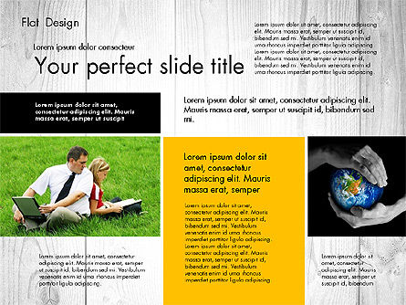 Flache Designpräsentation mit Fotos, Folie 5, 02718, Präsentationsvorlagen — PoweredTemplate.com