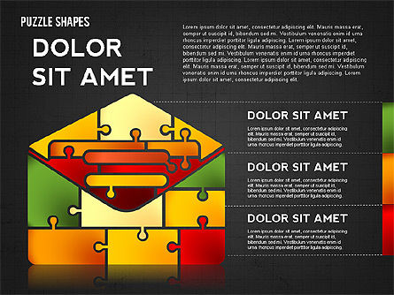 지그 소 퍼즐 조각의 모양, 슬라이드 14, 02728, 퍼즐 도표 — PoweredTemplate.com