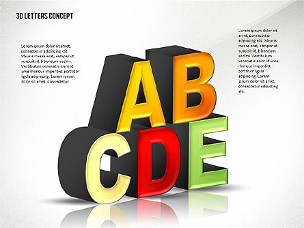 3d lettere, Modello PowerPoint, 02735, Grafici e Diagrammi Educativi — PoweredTemplate.com