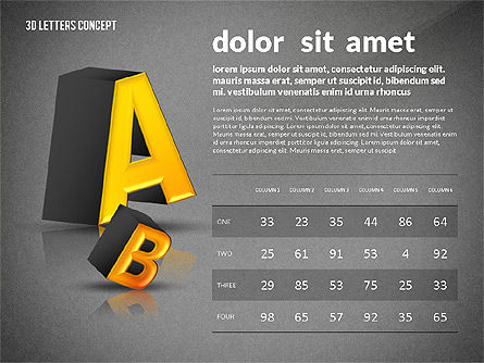 Letras 3D, Diapositiva 10, 02735, Diagramas y gráficos educativos — PoweredTemplate.com