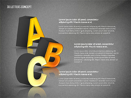 Lettres 3d, Diapositive 11, 02735, Graphiques et schémas pédagogiques — PoweredTemplate.com