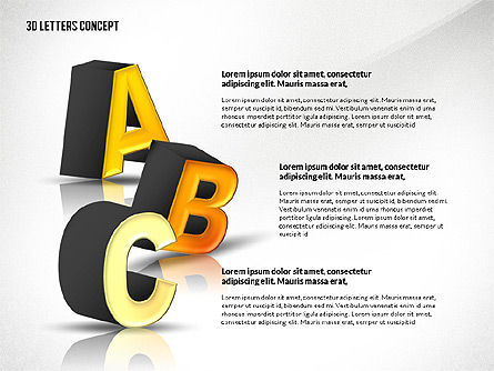 Lettres 3d, Diapositive 3, 02735, Graphiques et schémas pédagogiques — PoweredTemplate.com