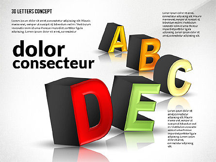 Lettres 3d, Diapositive 5, 02735, Graphiques et schémas pédagogiques — PoweredTemplate.com
